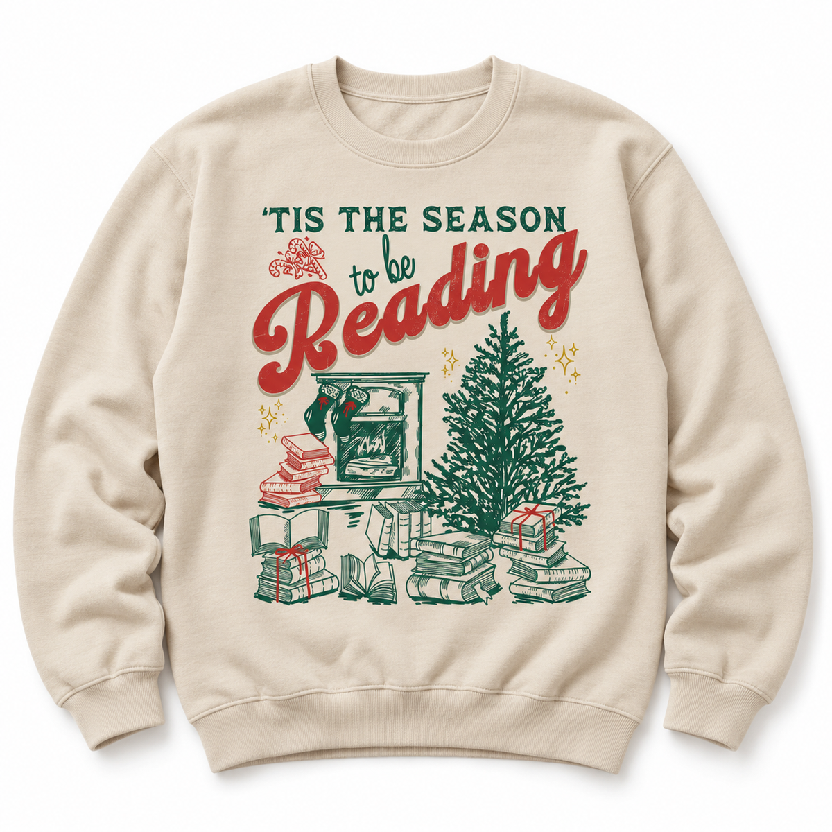 Sand Christmas reading sweatshirt on white background