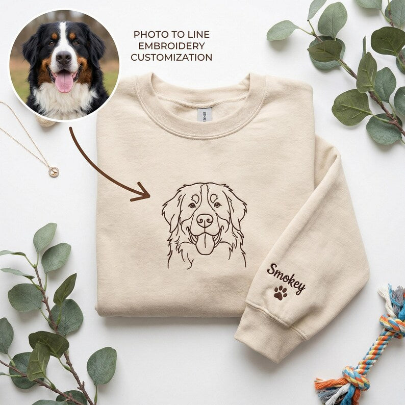 Custom pet embroidered sweatshirt, Personalized Gift for Pet Lovers