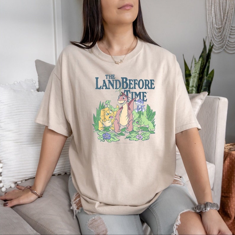 The Land Before Time Pastel Dinosaur Friends Sweatshirt/T-shirt/Hoodie, Cotton Unisex T-Shirt, Crew Neck