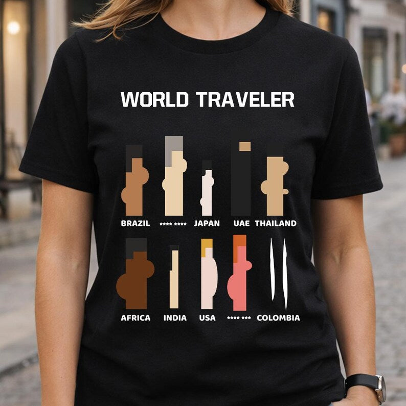 World Traveler Funny Travel Humor Vintage Minimalist Parody Graphic T-Shirt