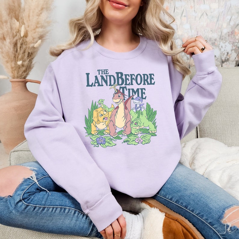 The Land Before Time Pastel Dinosaur Friends Sweatshirt/T-shirt/Hoodie, Cotton Unisex T-Shirt, Crew Neck