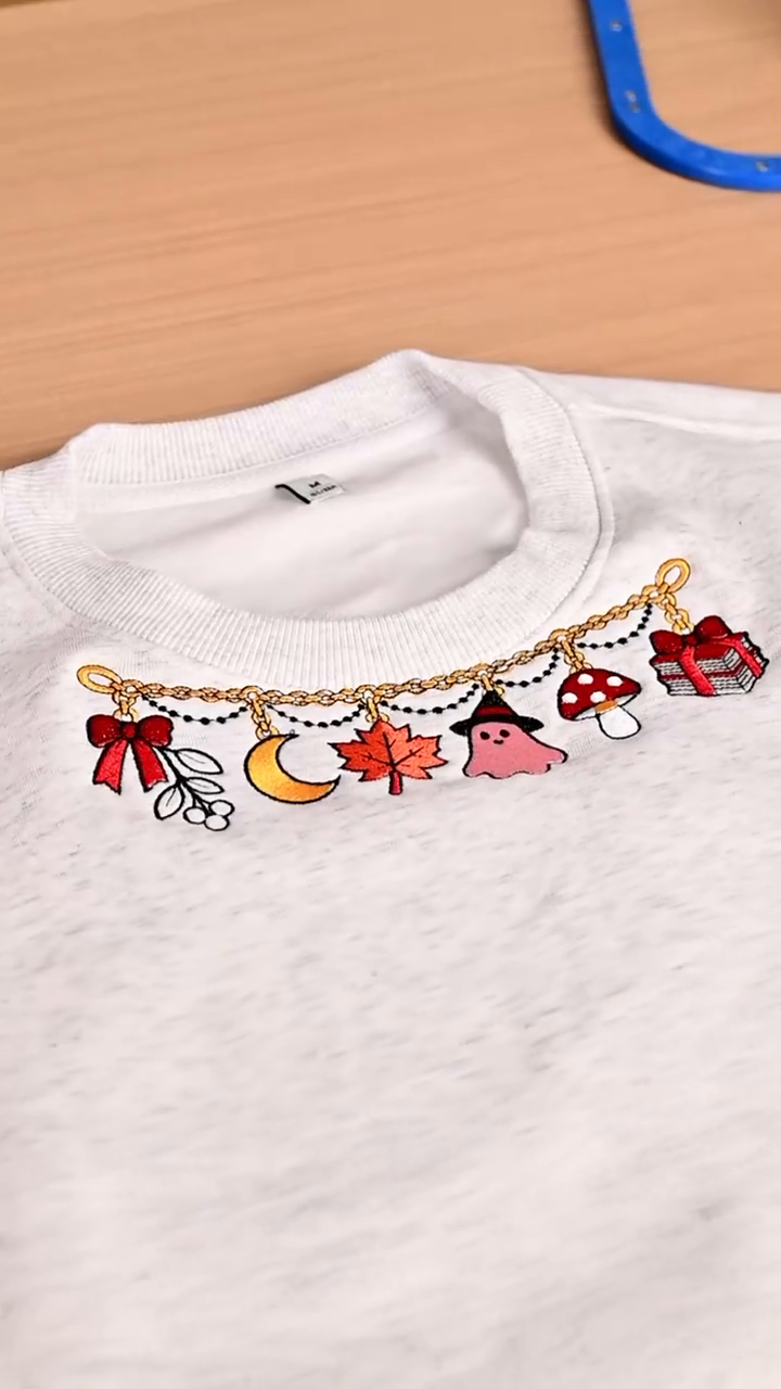 Original finished neckline embroidery from the product video