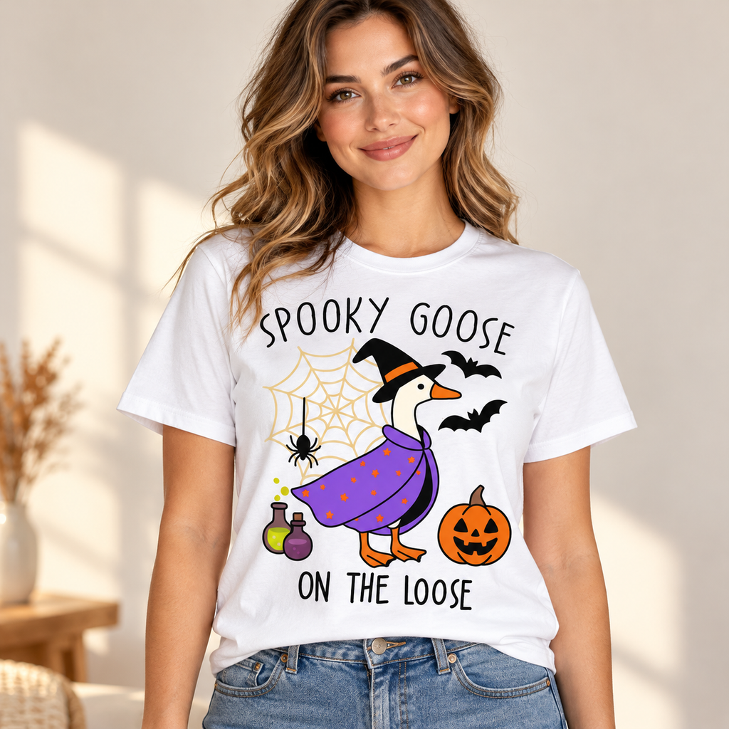 Spooky Goose On The Loose - Funny Halloween Graphic T-Shirt