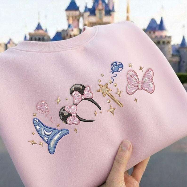 Embroidered Magical Minnie Bow ears Tshirt Sweatshirt Hoodie