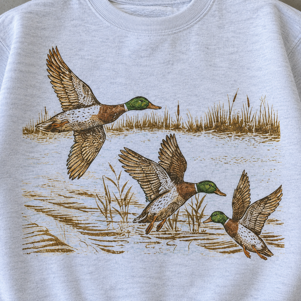 Vintage Mallard Duck Graphic Sweatshirt - Cozy Unisex Nature Crewneck