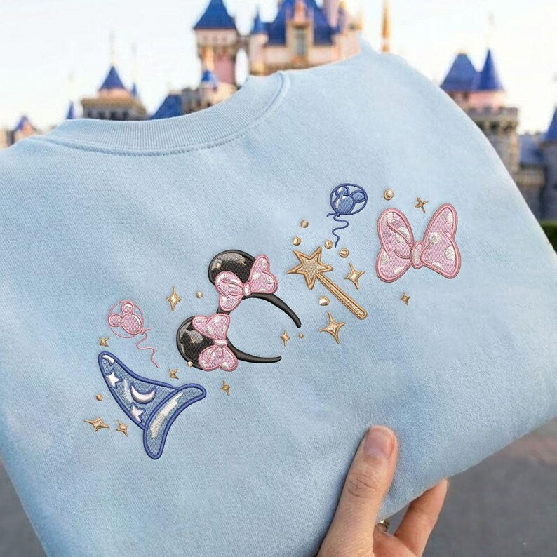 Embroidered Magical Minnie Bow ears Tshirt Sweatshirt Hoodie