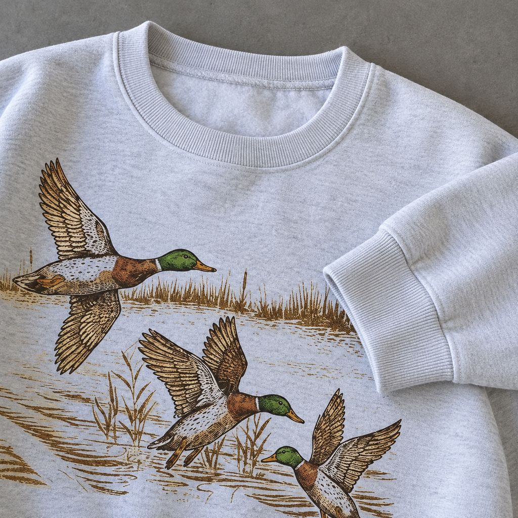 Vintage Mallard Duck Graphic Sweatshirt - Cozy Unisex Nature Crewneck