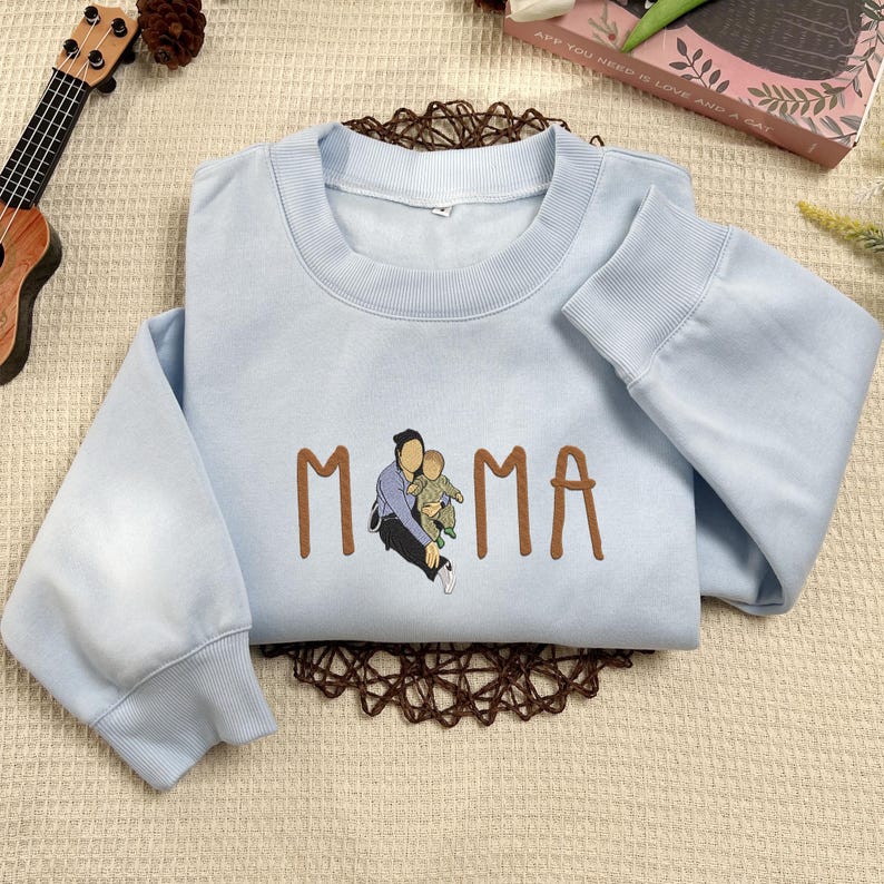 Custom Embroidered Mama Sweatshirt With Portrait From Photo T-shirt/Sweatshirt/Hoodie