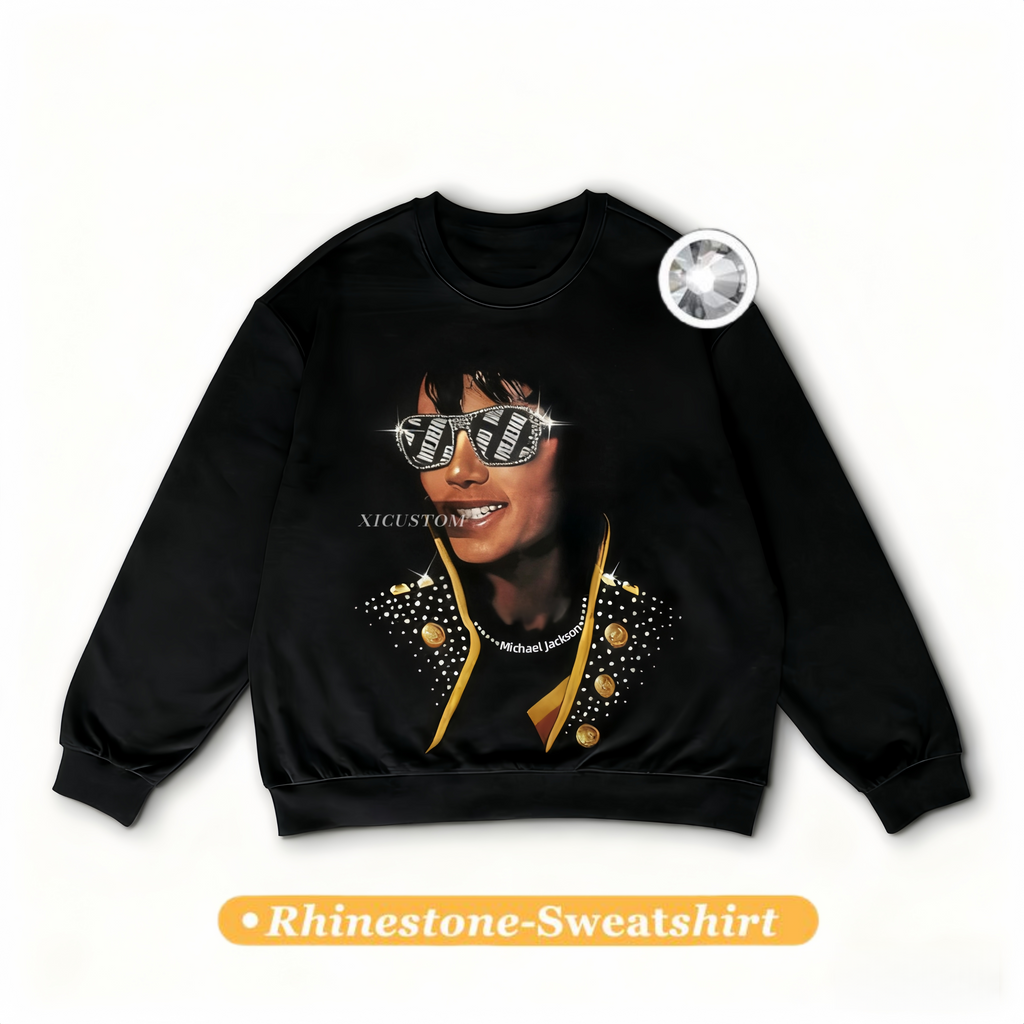 rhinestone Graphic Tees MeJend Sweatshirt Crewneck Menswear