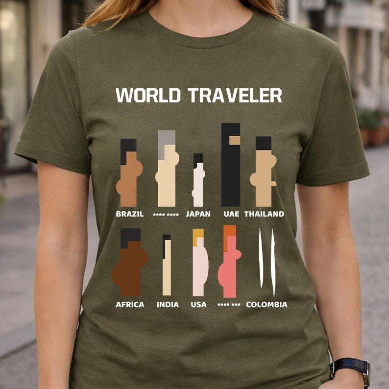 World Traveler Funny Travel Humor Vintage Minimalist Parody Graphic T-Shirt