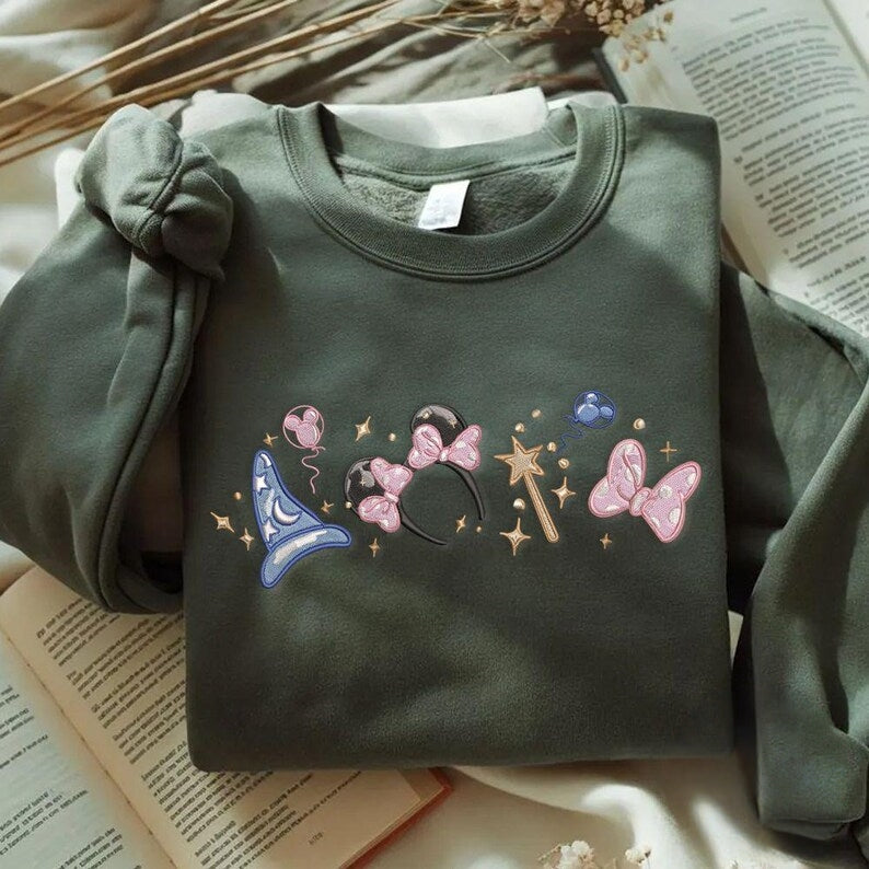 Embroidered Magical Minnie Bow ears Tshirt Sweatshirt Hoodie