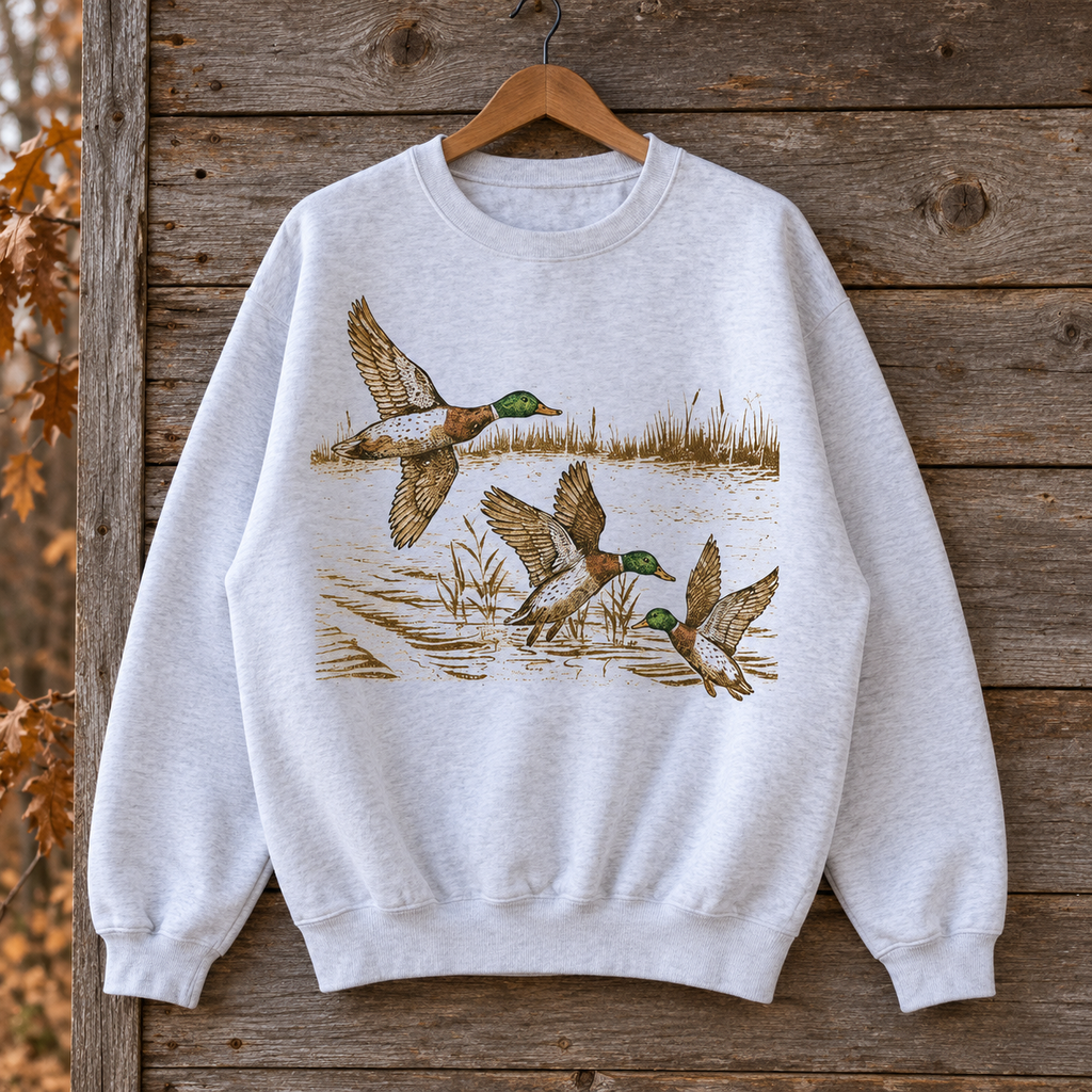 Vintage Mallard Duck Graphic Sweatshirt - Cozy Unisex Nature Crewneck