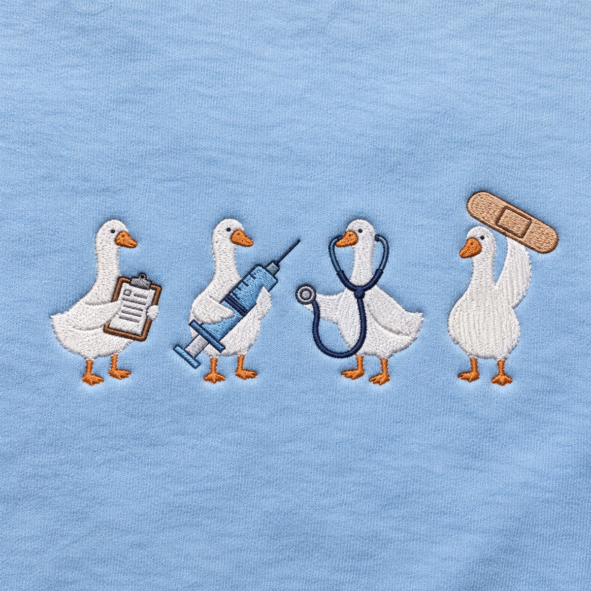 Four medical ducks and healthcare accessories chest detail