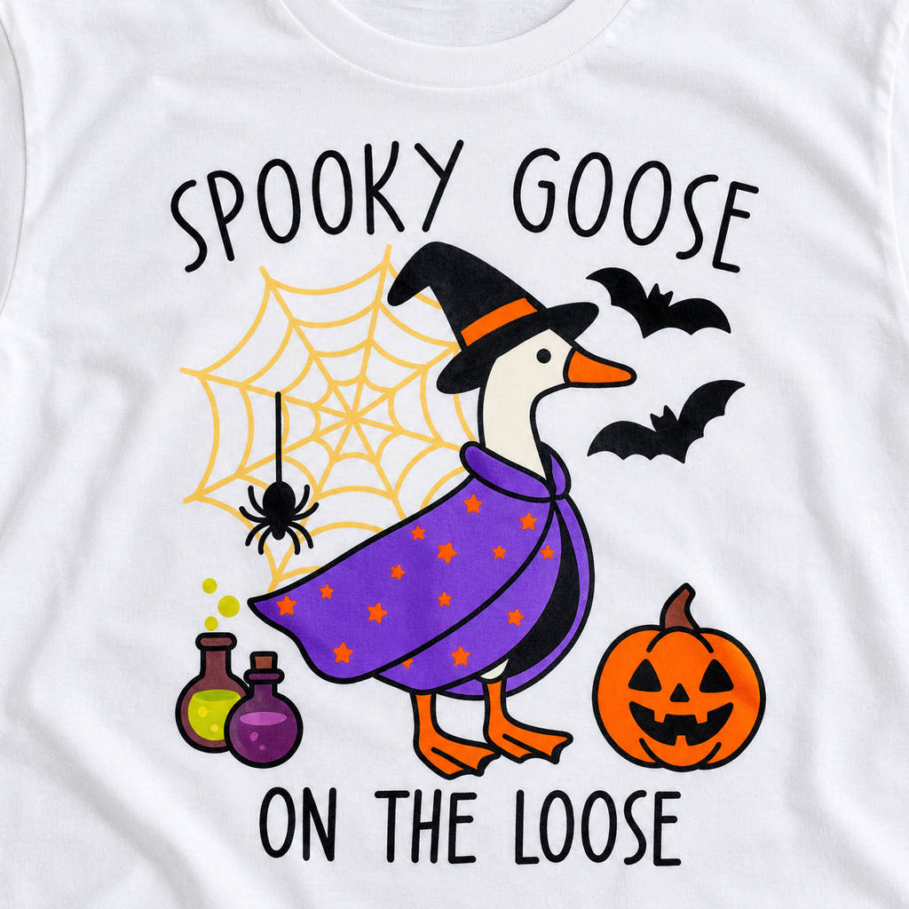 Spooky Goose On The Loose - Funny Halloween Graphic T-Shirt