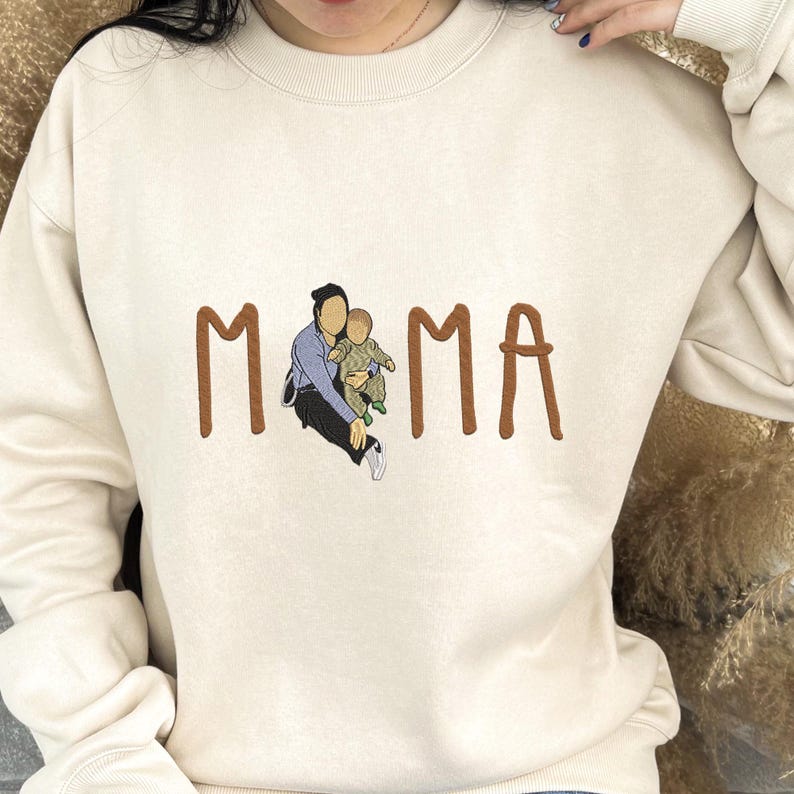 Custom Embroidered Mama Sweatshirt With Portrait From Photo T-shirt/Sweatshirt/Hoodie