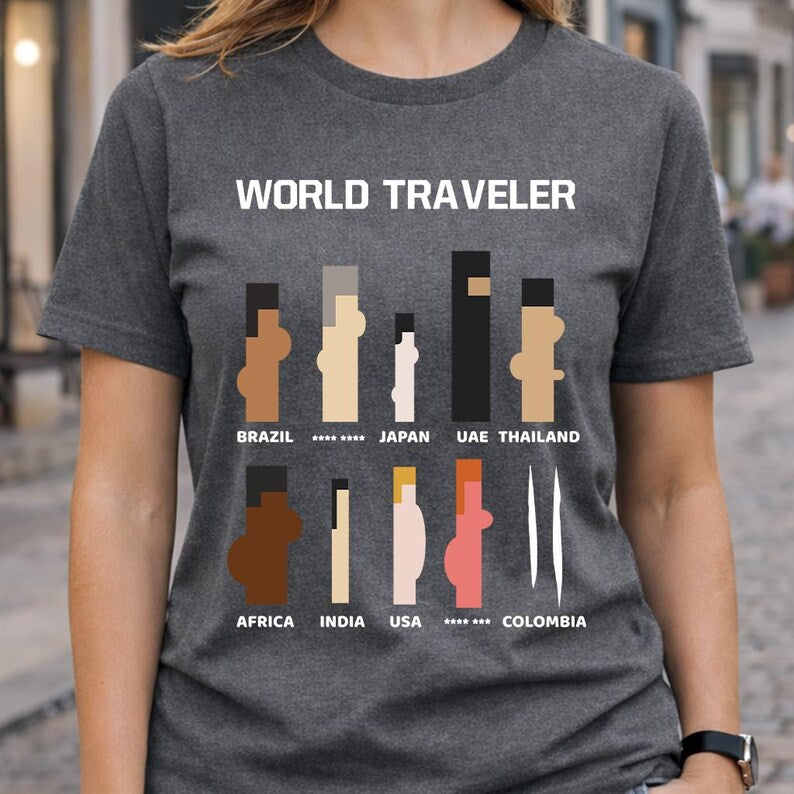 World Traveler Funny Travel Humor Vintage Minimalist Parody Graphic T-Shirt