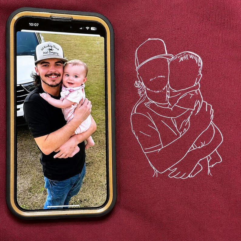 Custom Dad Line Art Shirt, Father's Day Portrait Tee, Minimalist Daddy Child Gift