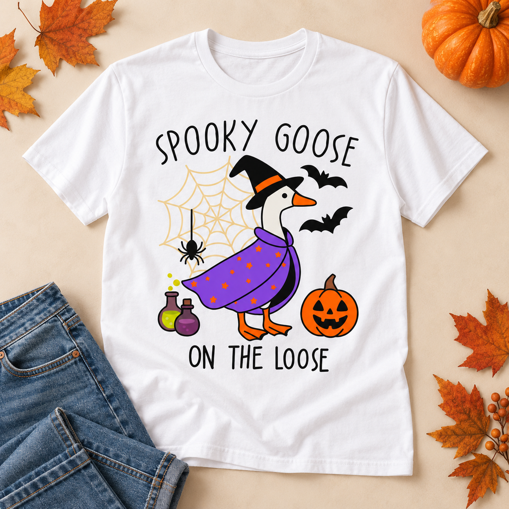 Spooky Goose On The Loose - Funny Halloween Graphic T-Shirt