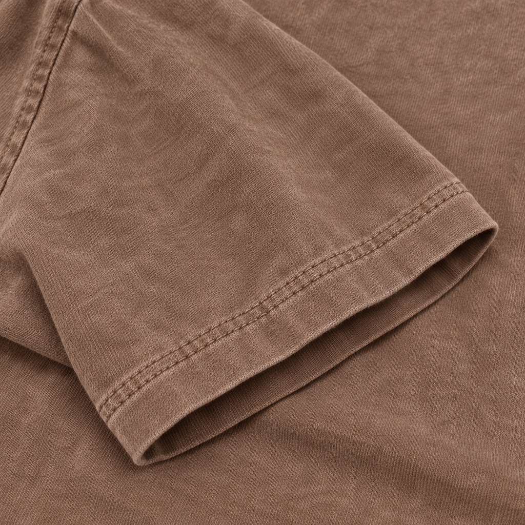 Espresso short sleeve and hem stitching detail
