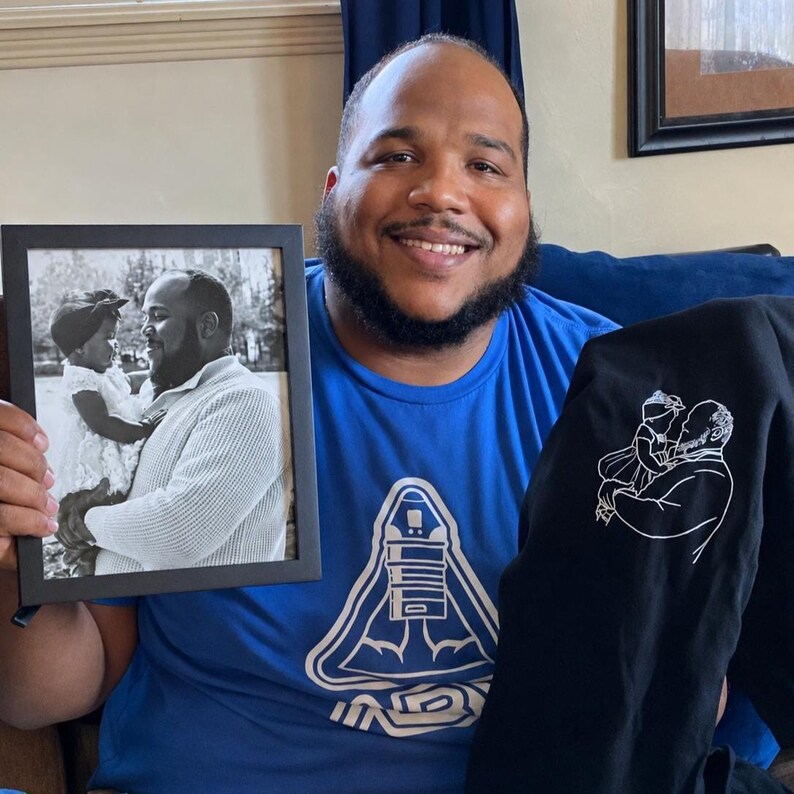 Custom Dad Line Art Shirt, Father's Day Portrait Tee, Minimalist Daddy Child Gift