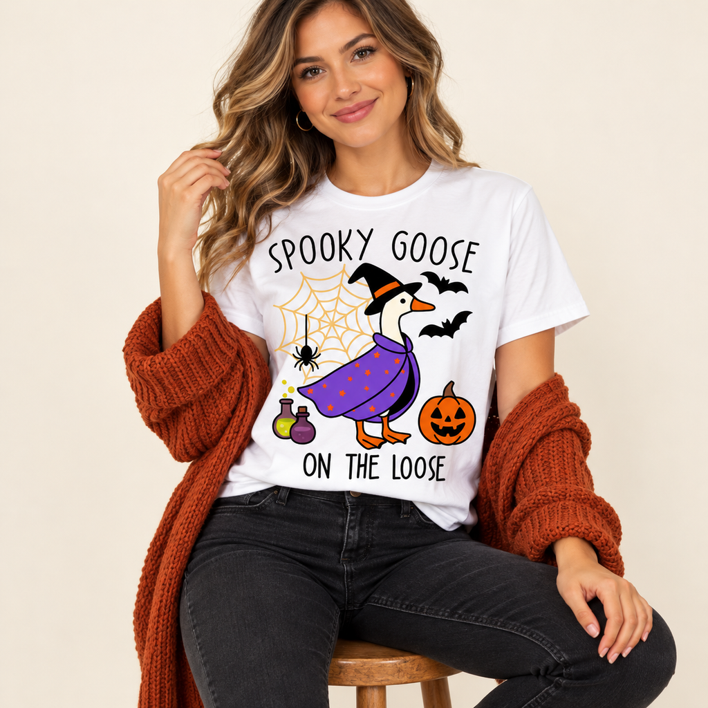 Spooky Goose On The Loose - Funny Halloween Graphic T-Shirt