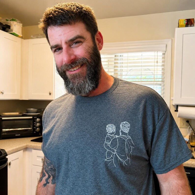 Custom Dad Line Art Shirt, Father's Day Portrait Tee, Minimalist Daddy Child Gift