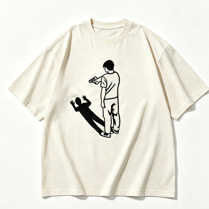 Shadow Reflection Embroidered T-Shirt