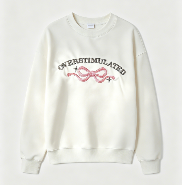 Overstimulated Embroidered Bow Sweatshirt