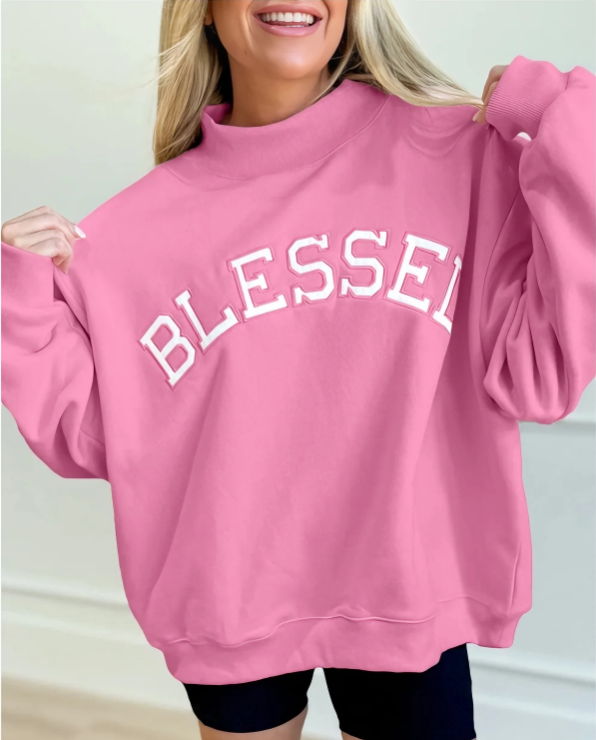 BLESSED Embroidered Oversized Sweatshir