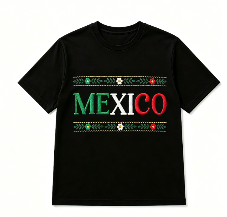 Mexico Embroidered Floral Heritage T-Shirt