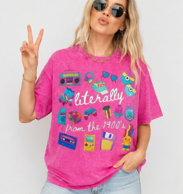 Literally From The 1900's Retro 90s Graphic T-Shirt – Vintage Nostalgia Acid Wash Tee for Millennials