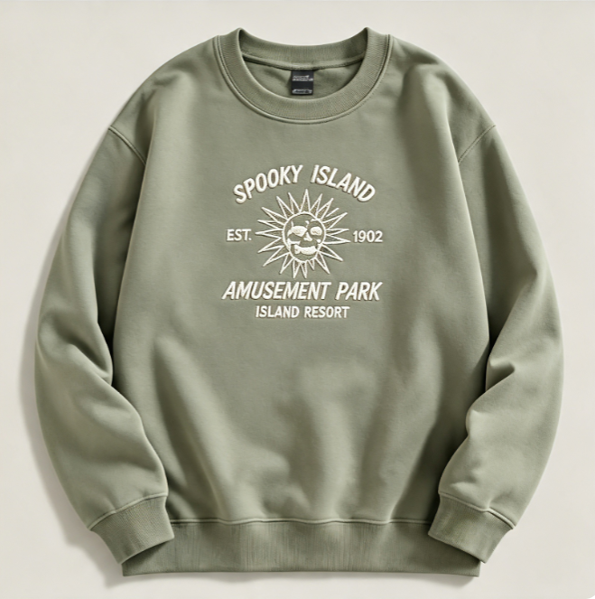 Spooky Island Amusement Park Vintage Graphic Sweatshirt