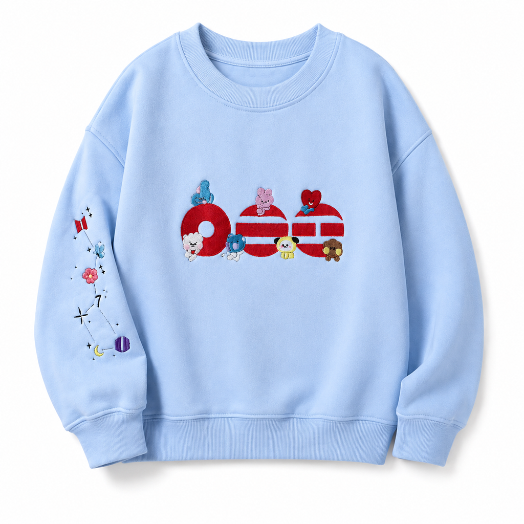 Cute Embroidered Cartoon Crewneck Sweatshirt