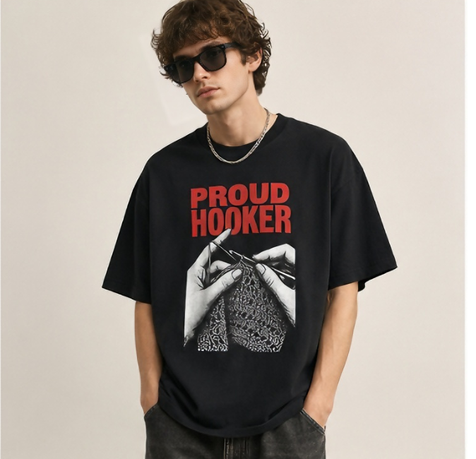 Proud Hooker Crochet Graphic T-Shirt
