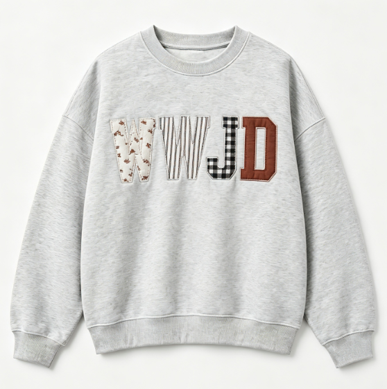 Women’s Oversized Letter Patchwork Sweatshirt – Casual Crewneck Pullover