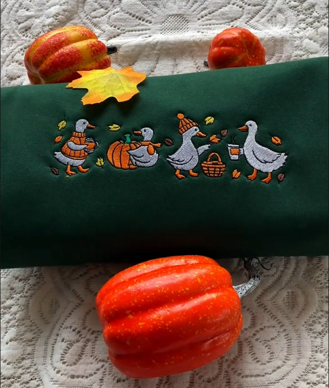 Embroidered Goose Sweatshirt: Cozy Fall Thanksgiving Sweatshirt