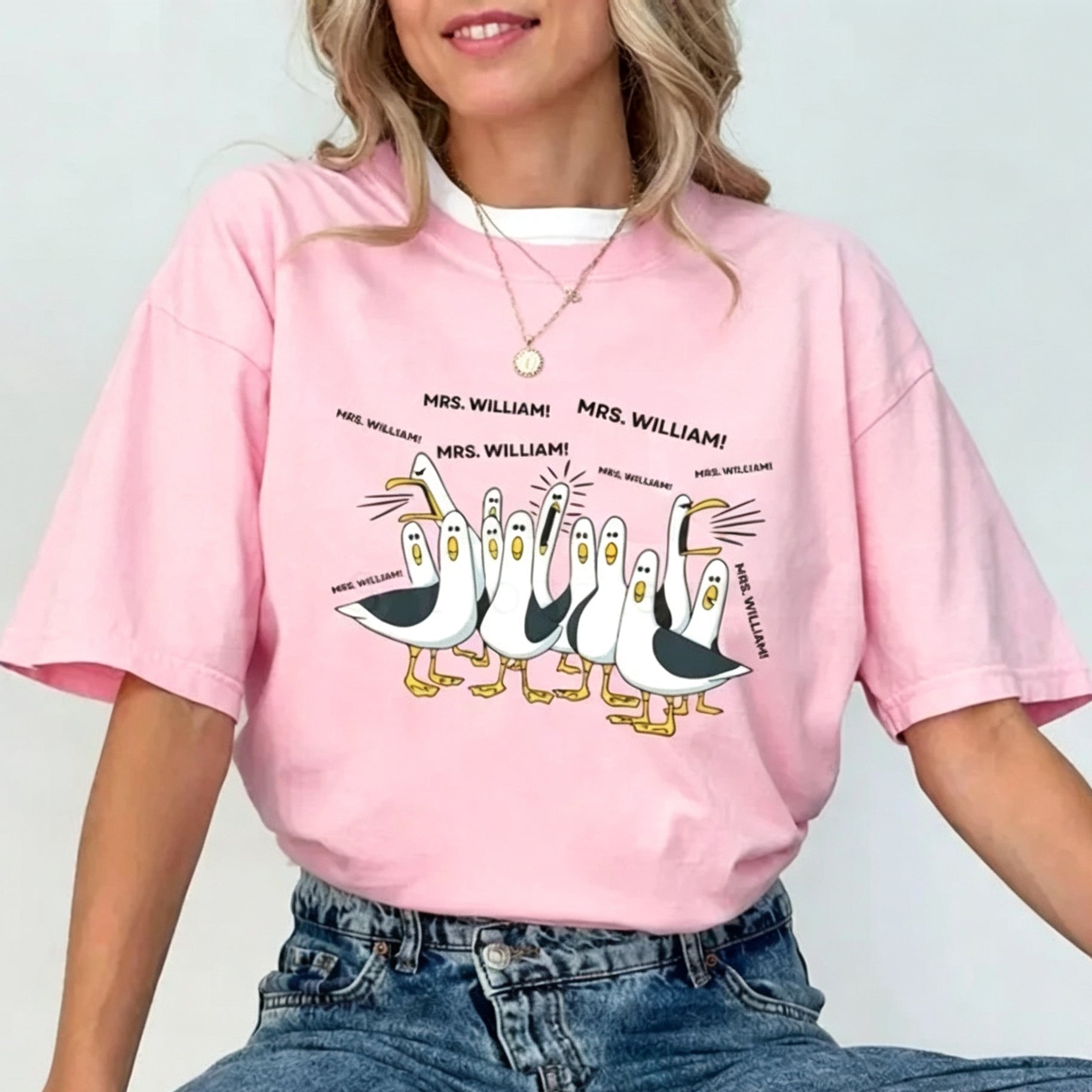 Ms. Jones Funny Seagull Graphic T-Shirt