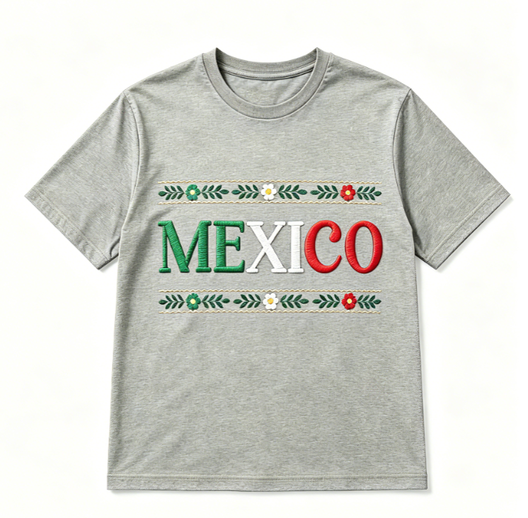 Mexico Embroidered Floral Heritage T-Shirt