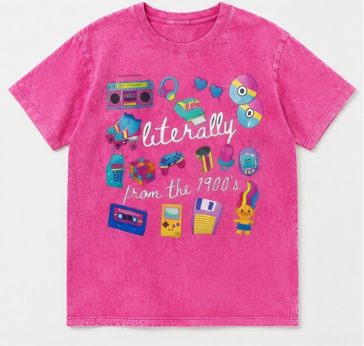 Literally From The 1900's Retro 90s Graphic T-Shirt – Vintage Nostalgia Acid Wash Tee for Millennials