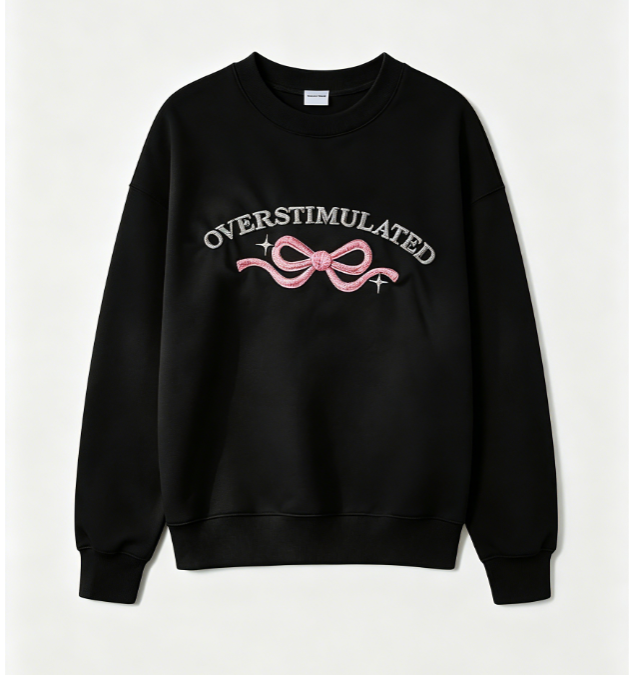 Overstimulated Embroidered Bow Sweatshirt