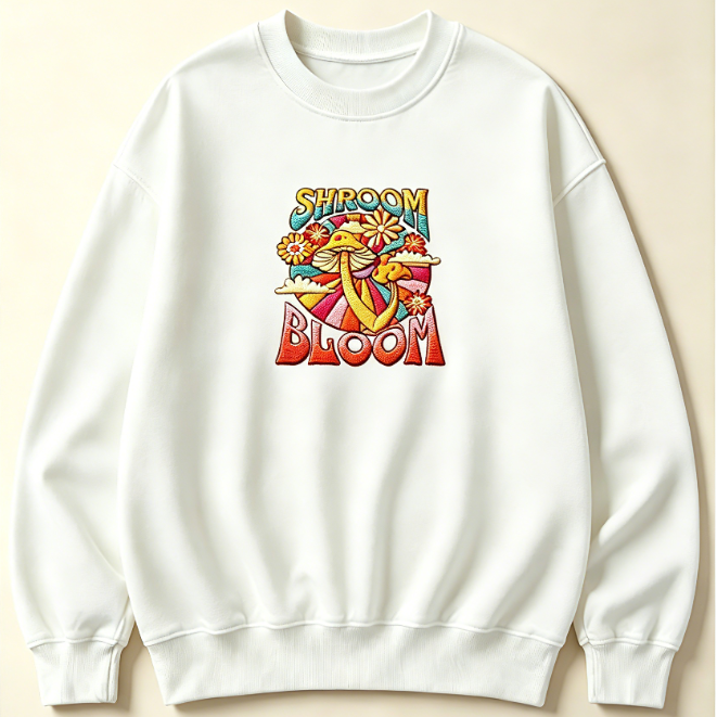 70s Psychedelic Mushroom Floral Crewneck Sweatshirt