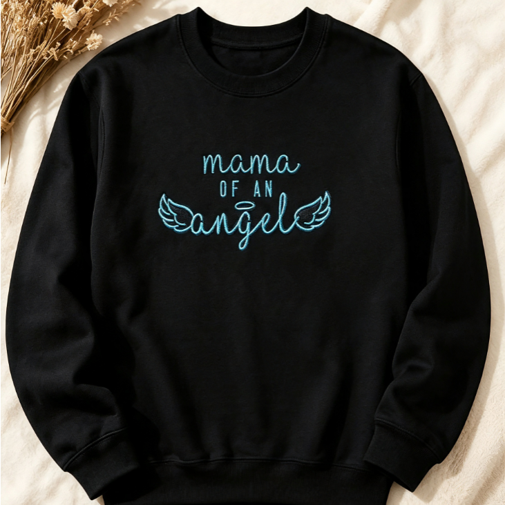 Personalized “Mama of an Angel” Embroidered Memorial Sweatshirt