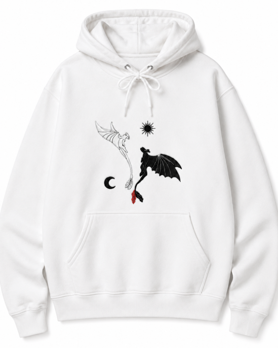 Mystic Twin Dragons Embroidered Hoodie