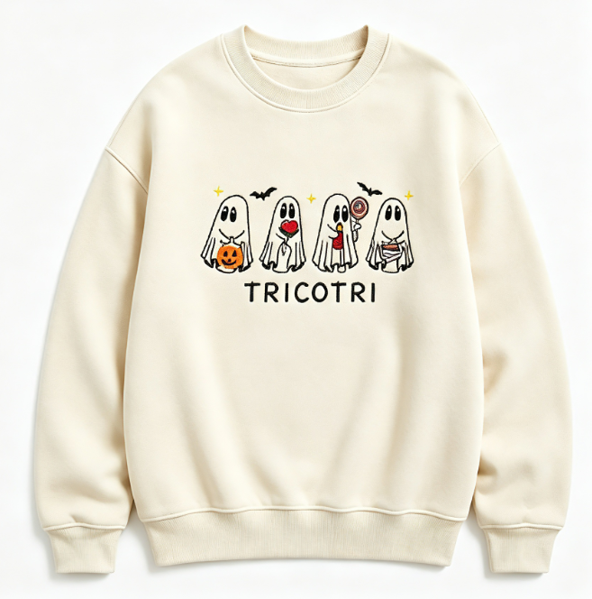 Ghost Treats Embroidered Halloween Sweatshirt – Cute Spooky Crewneck Pullover