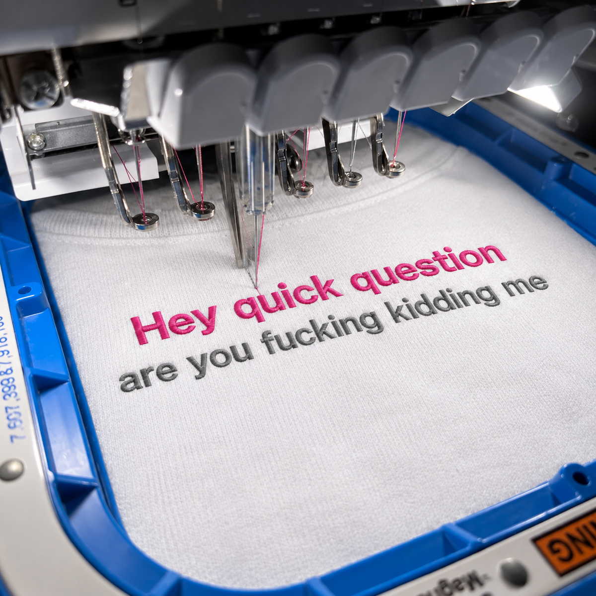 Hey Quick Question Embroidered Crewneck – Funny Women’s Sweatshirt
