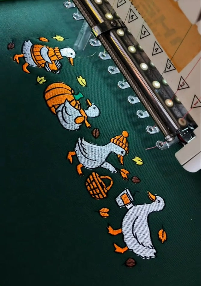Embroidered Goose Sweatshirt: Cozy Fall Thanksgiving Sweatshirt