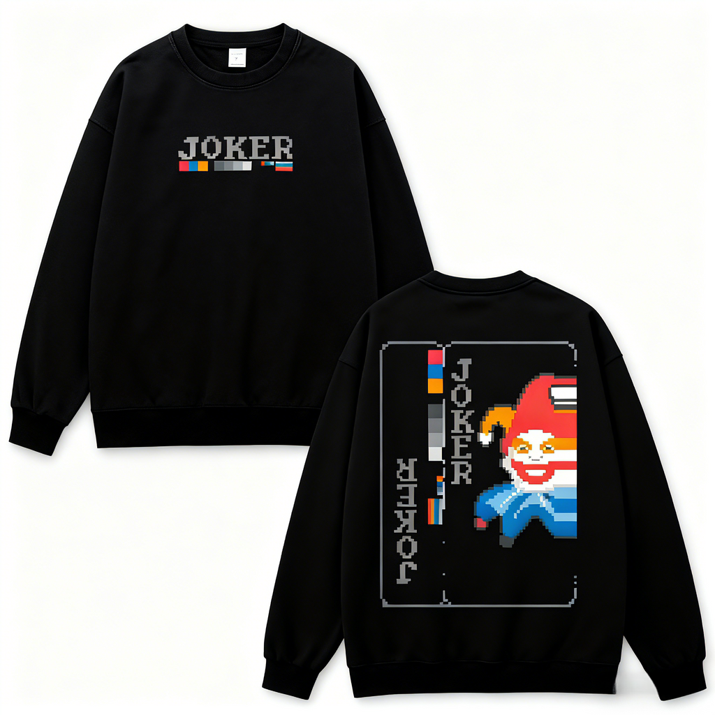 Joker Pixel 2 sided printed T-Shirt/Sweatshirt/Hoodie,Cotton unisex graphic tees hoodie game merch Menswear Clothes