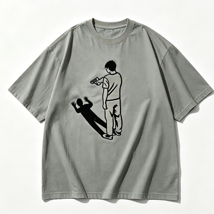 Shadow Reflection Embroidered T-Shirt