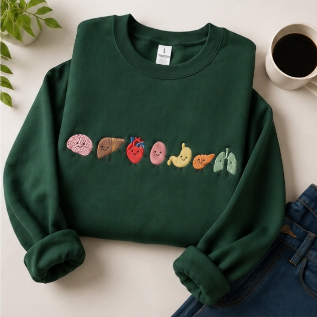 Cute Embroidered Anatomy Sweatshirt