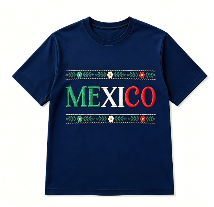 Mexico Embroidered Floral Heritage T-Shirt